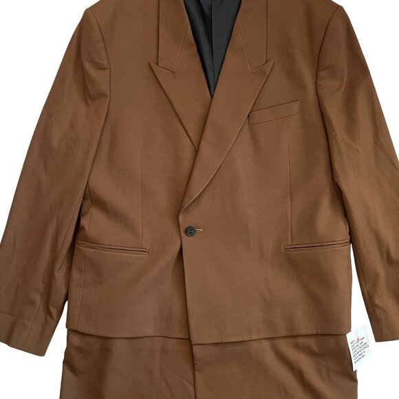 Asos Mens Longline One Button Blazer Brown 46 Regular NWOT Preppy‎ Academia Fall - Picture 7 of 16